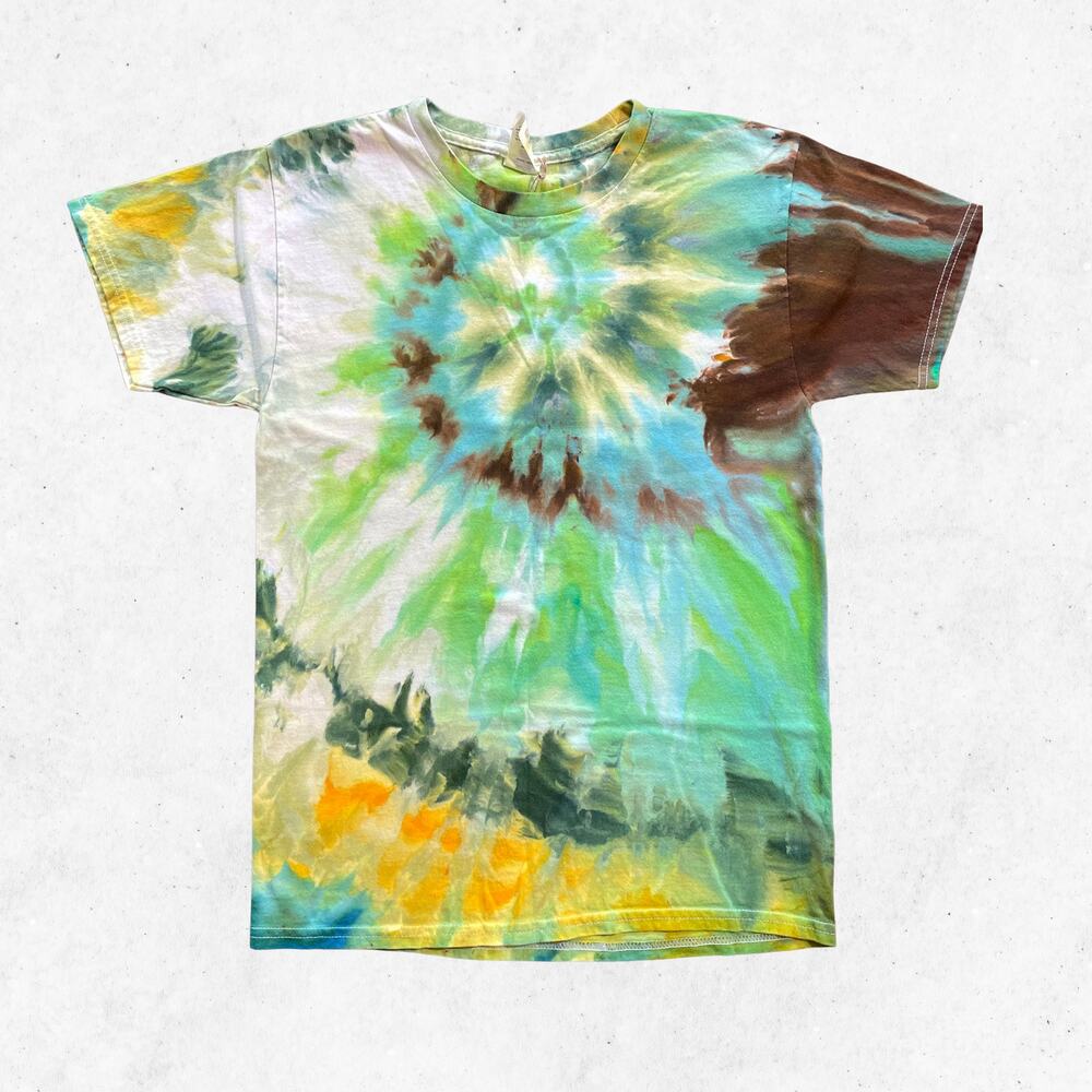 Ice Dyed Unisex T-shirt - Tie Dye Geode - Pink Blue Gray - Handmade (Small)